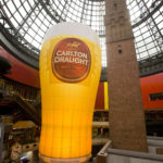30 metres of beer! The brand new Carlton Draught Hotair Balloon was Launched at Melbourne Central's Historic Shot Tower. Contact Picture This Ballooning on 03 9429 0277 or 0412 066 666 or picturethisballooning@bigpond.com